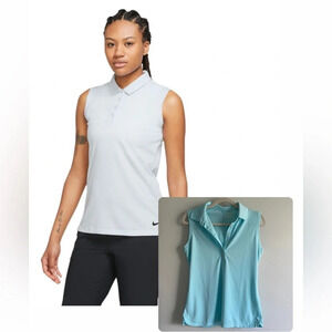 NIKE Golf Tour Performance  Aqua Blue Sleeveless Polo Tank Top Size M